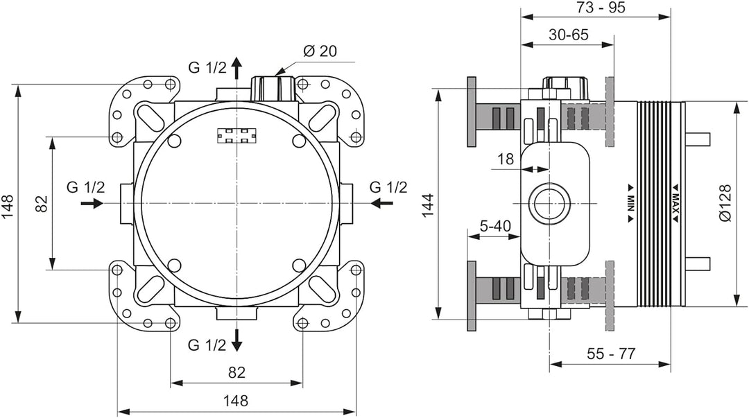 Ideal Standard A1000NU EASY-Box Unterputz-Bausatz