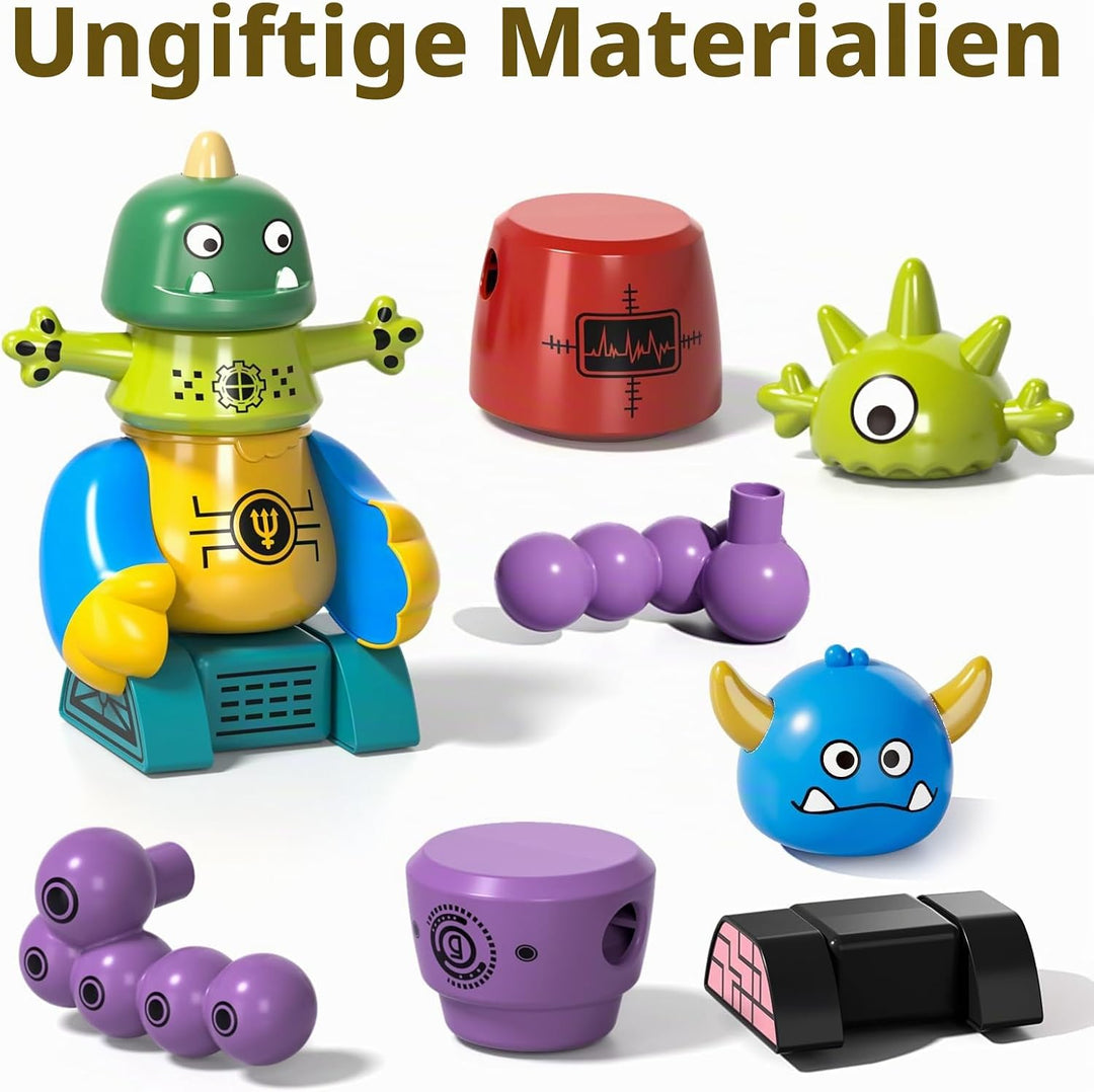 Magnetisches Roboterspielzeug für Kinder ab 3-7 Jahren, 5-stück Magnetmonster-Bausteine, stapelbares