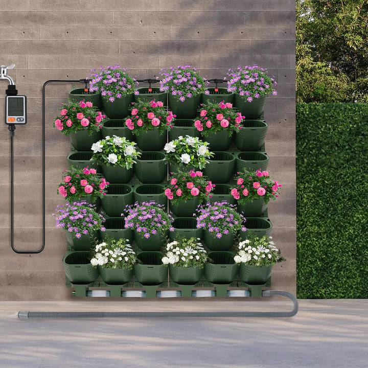 Selbstbewässernder Wandblumentopf, Vertikal Wand Pflanzset Garten Set mit Bewässerung Timer 36 Topf