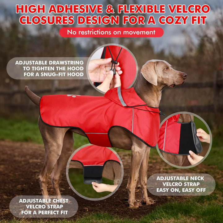 BiPawTi Hunde Regenmantel Grosse Hunde – Wasserdichter Hundemantel, Verstellbarer Regenjacke mit Ref