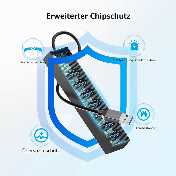 Sanzang USB-Hub, USB-3.0-Hub, USB-Splitter für Laptop, Flash-Laufwerk, HDD, Konsole, Drucker, Kamera