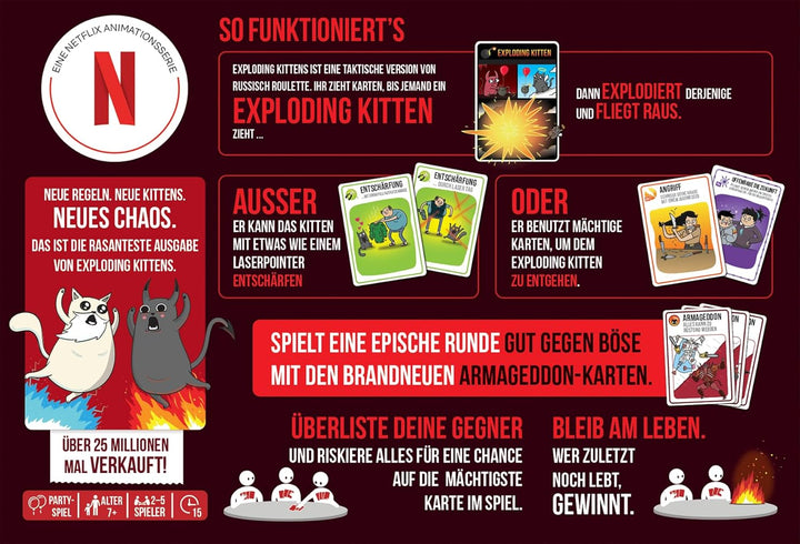 Exploding Kittens, Exploding Kittens – Good vs Evil, Partyspiel, Kartenspiel, 2-5 Spieler, Ab 7+ Jah