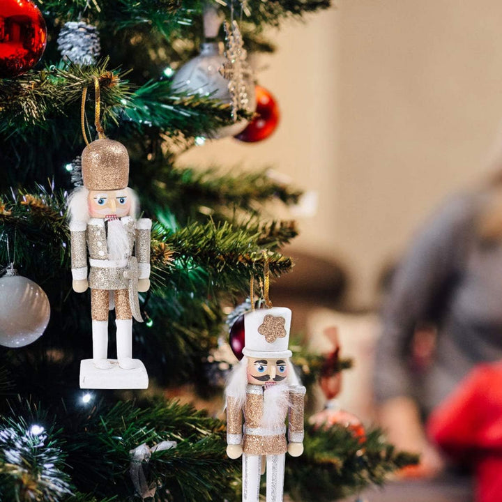 Sewroro 1 Set Weihnachten Nussknacker Ornamente Holz Nussknacker Figur Weihnachtspuppe Anhänger Nuss