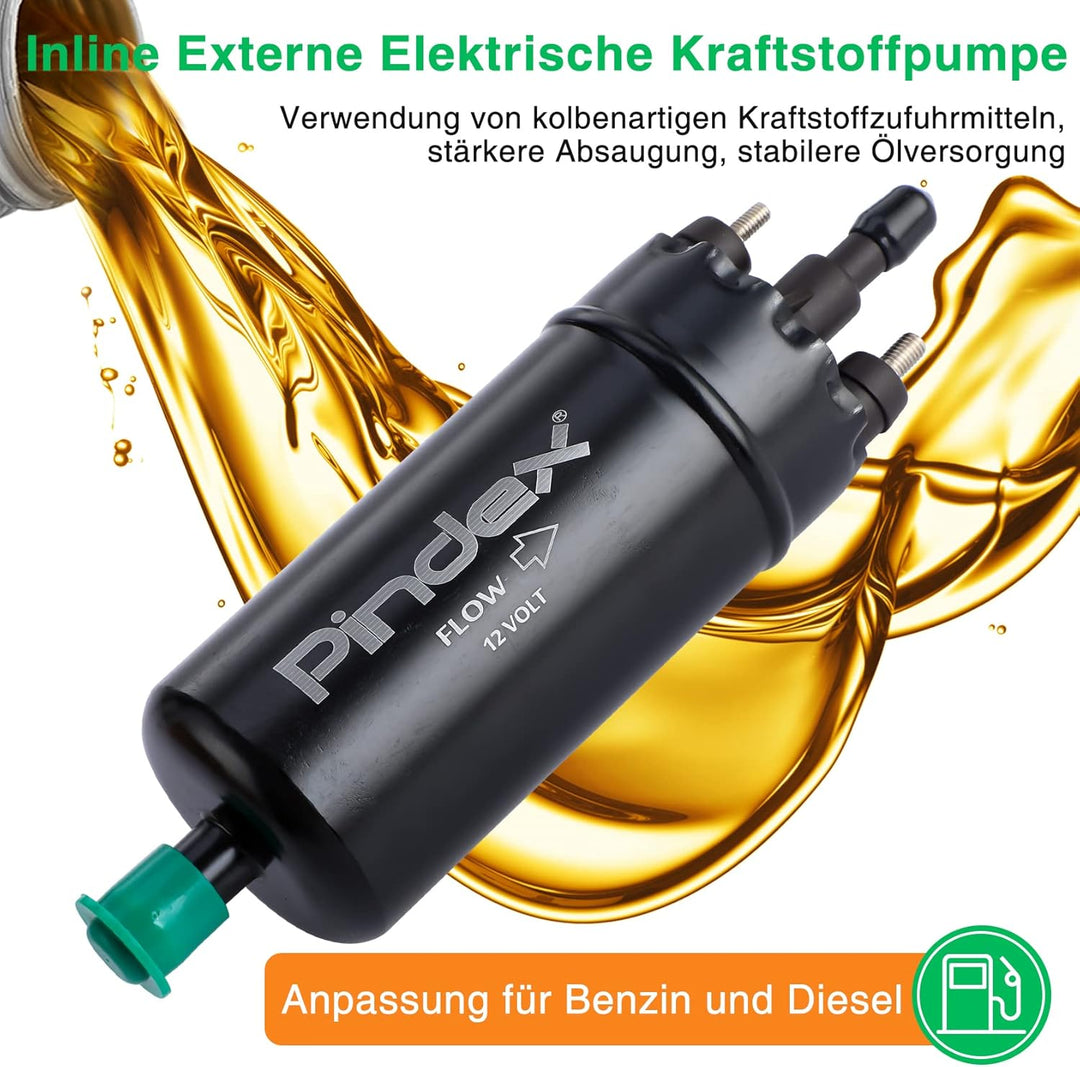 Pindex Elektrische Hochdruck-Kraftstoffpumpe 12V,Inline-Kraftstoffpumpe,Benzinpumpe für Benzin, Dies