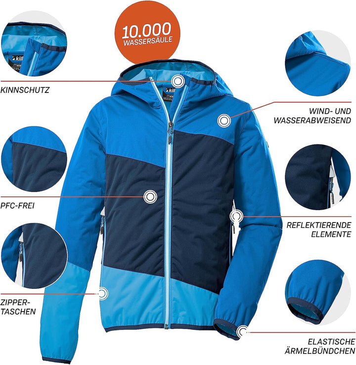Killtec Jungen Kos 223 Bys Jckt 2-Lagen-Funktionsjacke/Outdoorjacke mit Kapuze 116 Blau, 116 Blau