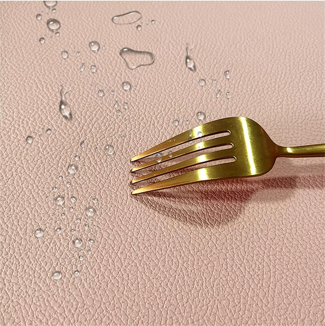 Oval Tischsets Abwischbar, Leder Kunstleder Platzset Zweifarbig Wasserdicht Platzdecken mit Unterset