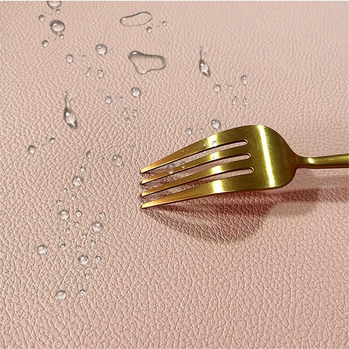 Oval Tischsets Abwischbar, Leder Kunstleder Platzset Zweifarbig Wasserdicht Platzdecken mit Unterset