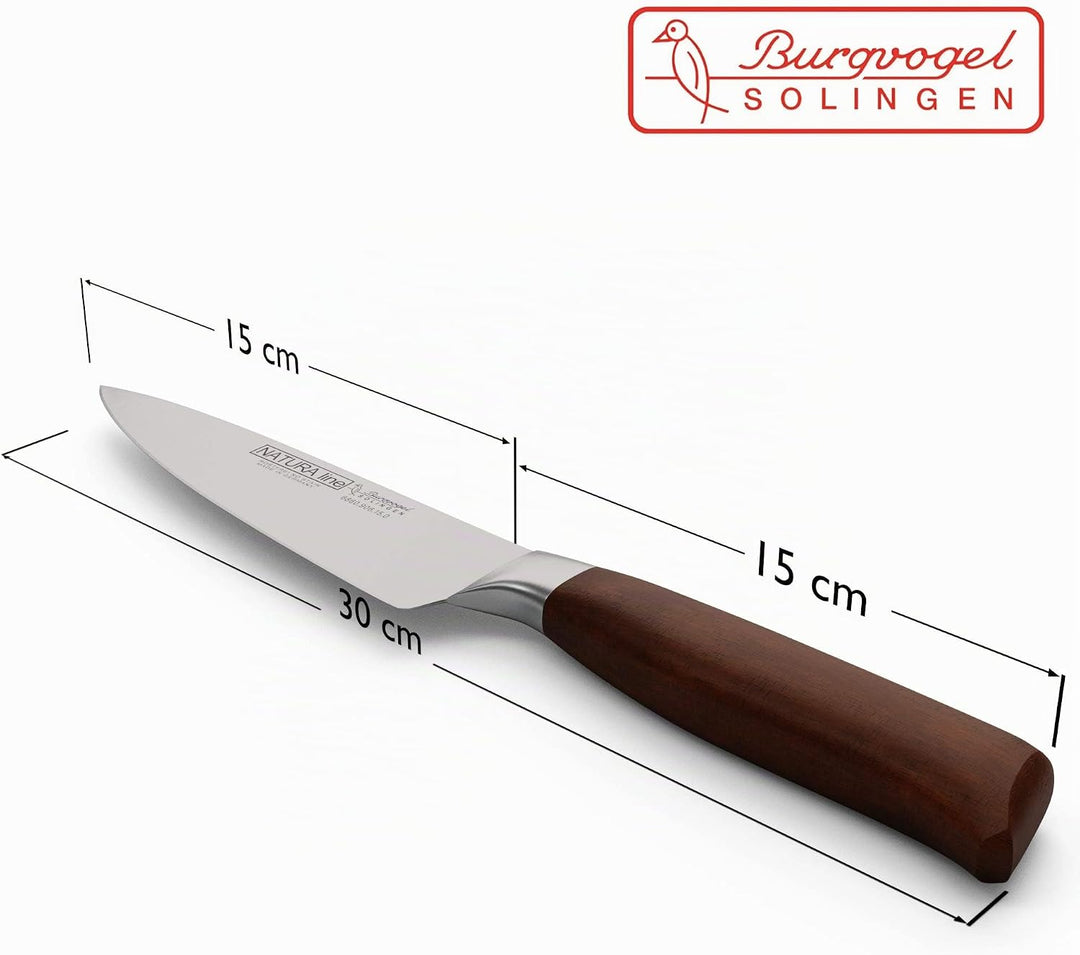 Burgvogel Solingen Natura Line, Kochmesser Holzgriff, rot satiniert, geschmiedet, 15 cm, sehr scharf