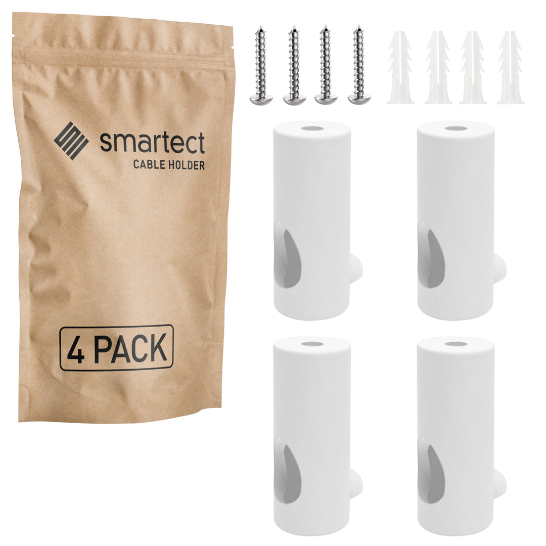 smartect Aluminium Wand- und Deckenpins zum Fixieren von Textilkabeln [4 Stück, Weiss] Deckenbefesti