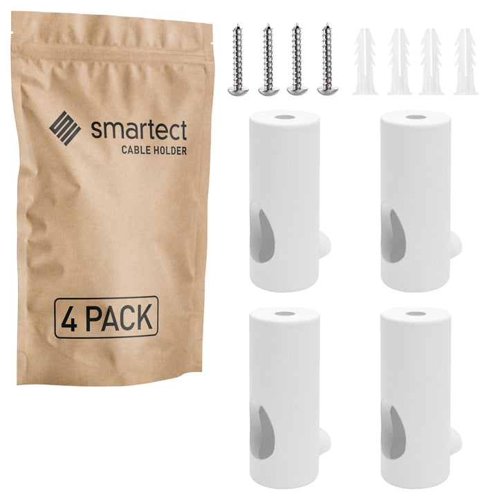 smartect Aluminium Wand- und Deckenpins zum Fixieren von Textilkabeln [4 Stück, Weiss] Deckenbefesti