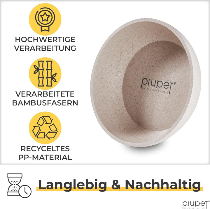 PiuPet® Futternapf I 2 x 1,6L I Beige I Spülmaschinenfest I 21,5cm Durchmesser I Hundenapf Grosse Hu