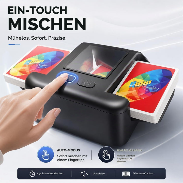 Kartenmischmaschine Elektrische,2000mAh Wiederaufladbarer Kartenmischer, Schneller Mischmaschine Kar