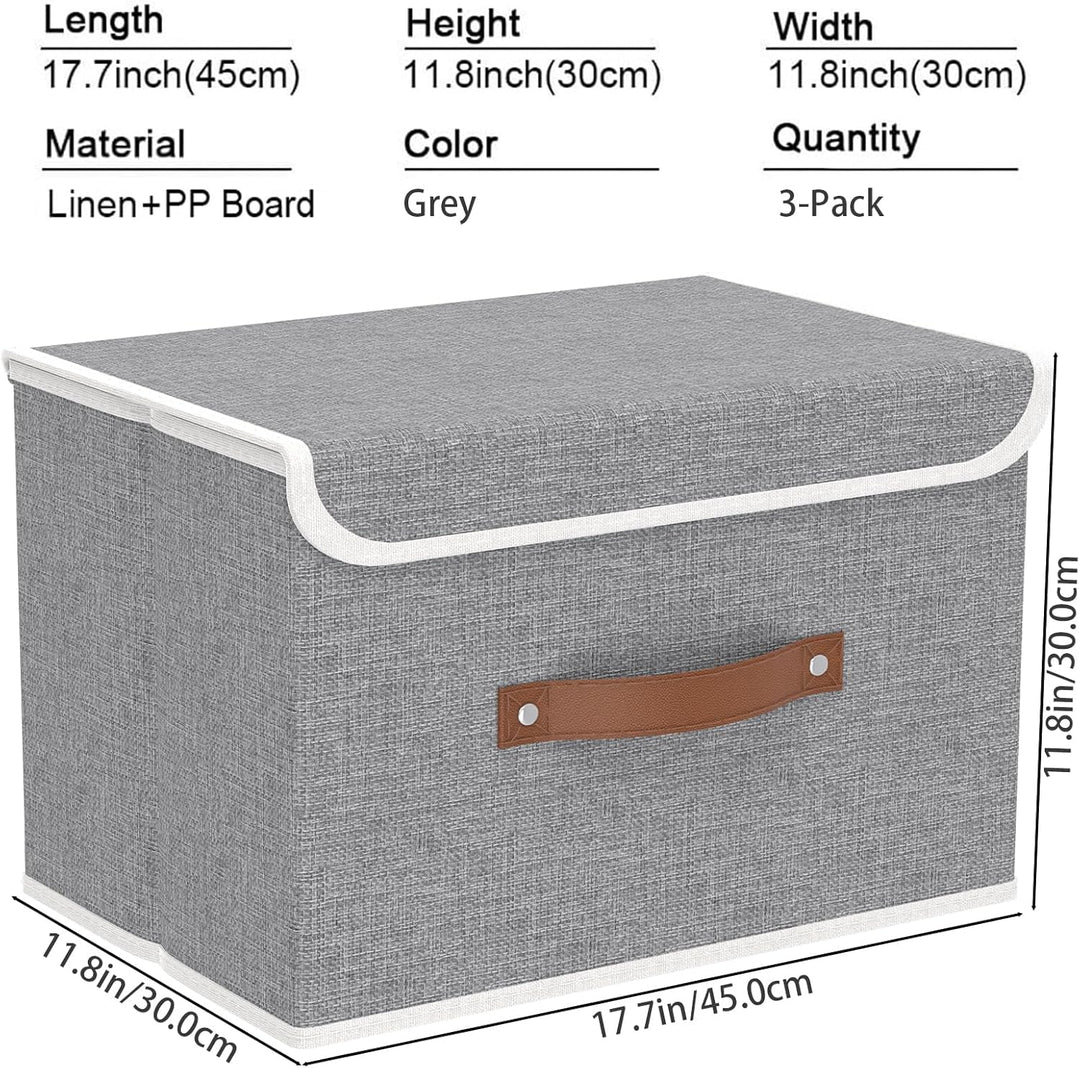 Yawinhe 3 Stück Aufbewahrungsbox mit Deckel, Faltbare Stoffboxen, Waschbare, für Schlafzimmer, Kleid