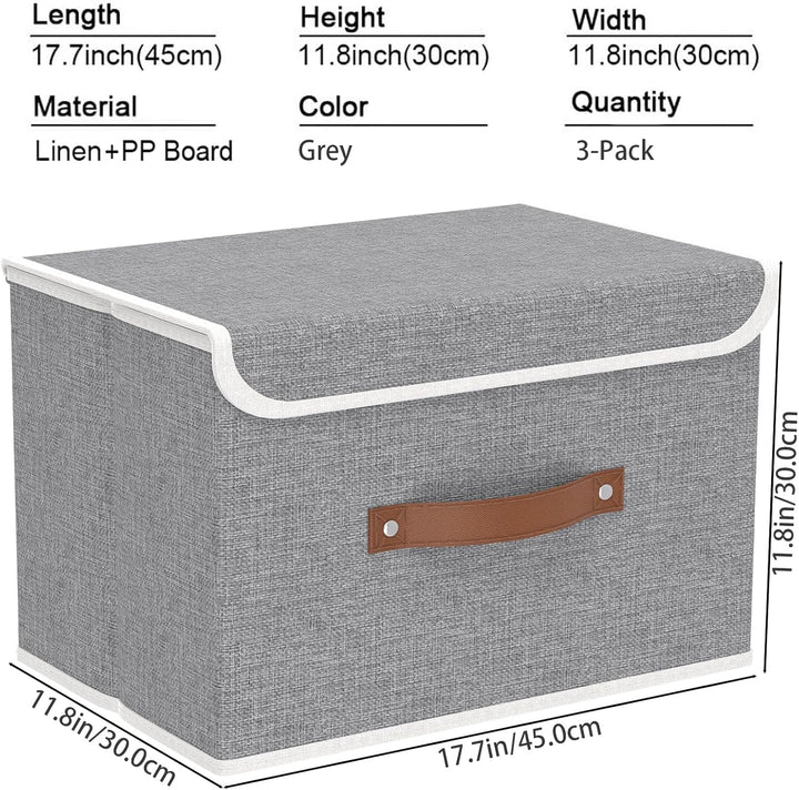 Yawinhe 3 Stück Aufbewahrungsbox mit Deckel, Faltbare Stoffboxen, Waschbare, für Schlafzimmer, Kleid