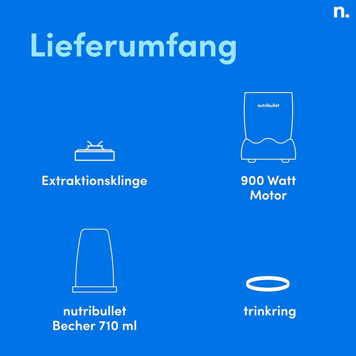 nutribullet Pro, 900 Watt Leistung, Einfach und schnell in der Anwendung, Kompakt, Leicht zu reinige