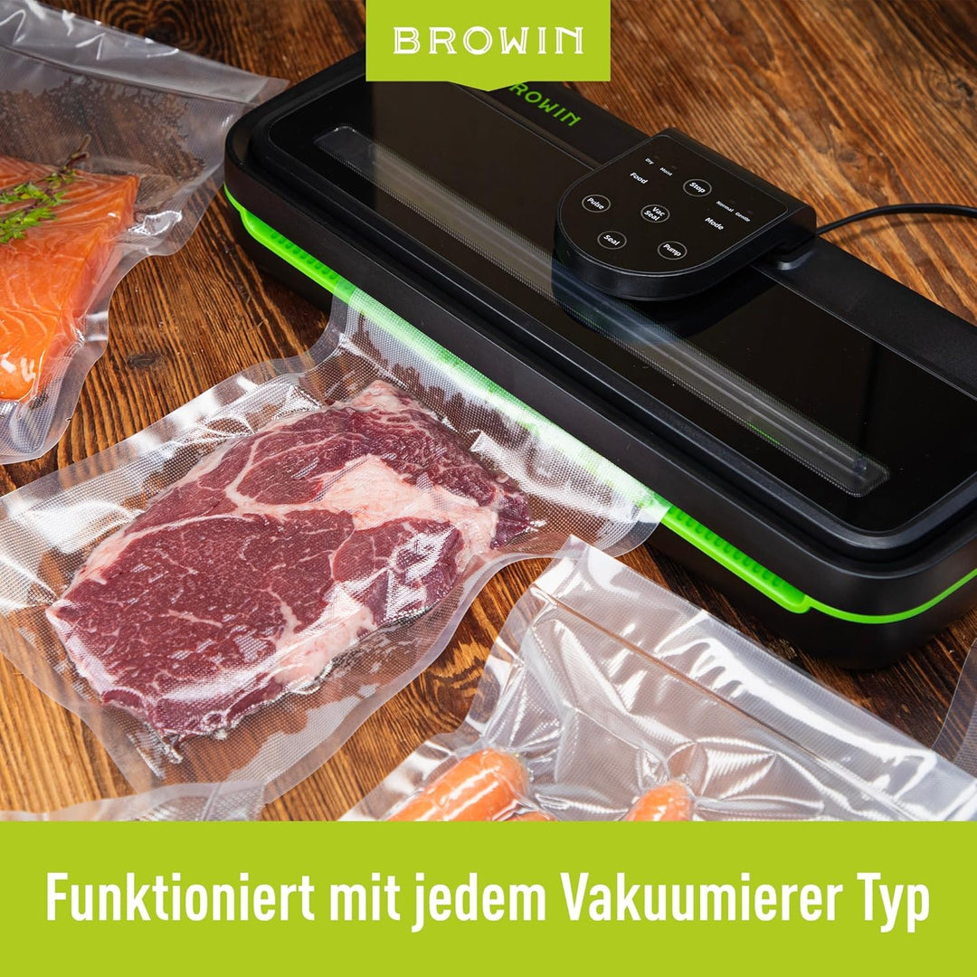 BROWIN® Molettierte Beutel für Vakuumiergerät 320634 | Hochwertige Vakuumbeutel für Lebensmittelverp