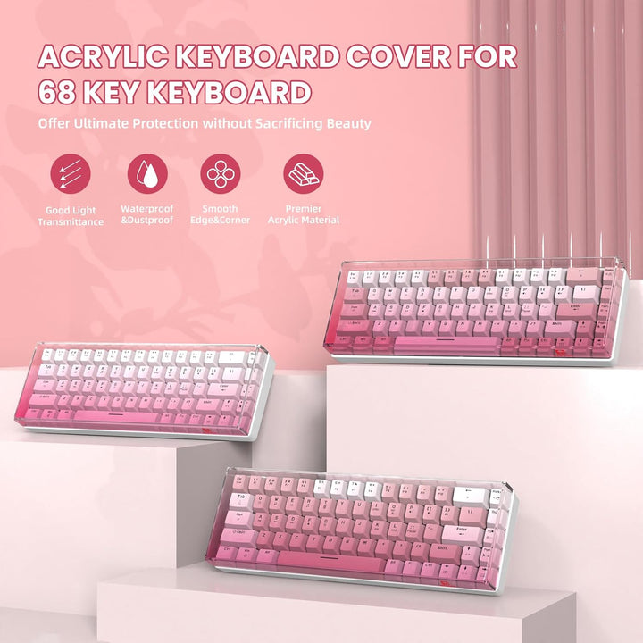 MAMBASNAKE Premium Acrylic 68-Key Keyboard Cover Dust Cover Waterproof Anti-Knock Clear Keyboard Cov