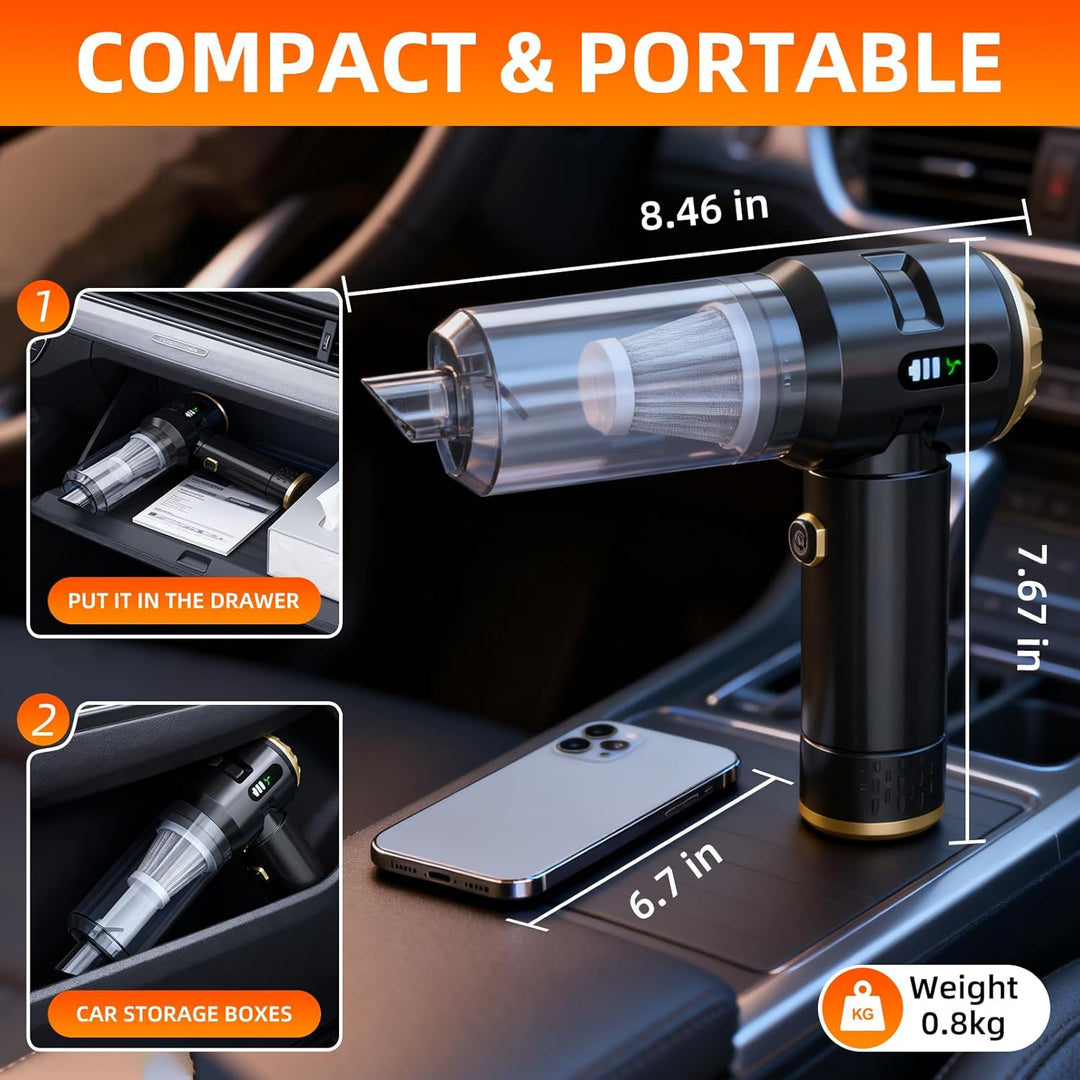Handstaubsauger, leistungsstarker kabelloser Autostaubsauger mit 23000 Pa, 3-stufiger bürstenloser M