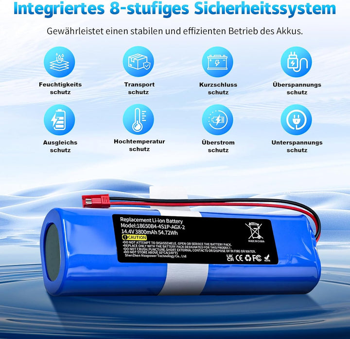 3800mAh Li-ion Akku, Ersatzakku für iLife Zaco V5s Pro,V5x,V4,V3s Pro,V8s,V50,V80,V85 Home Cleaner H