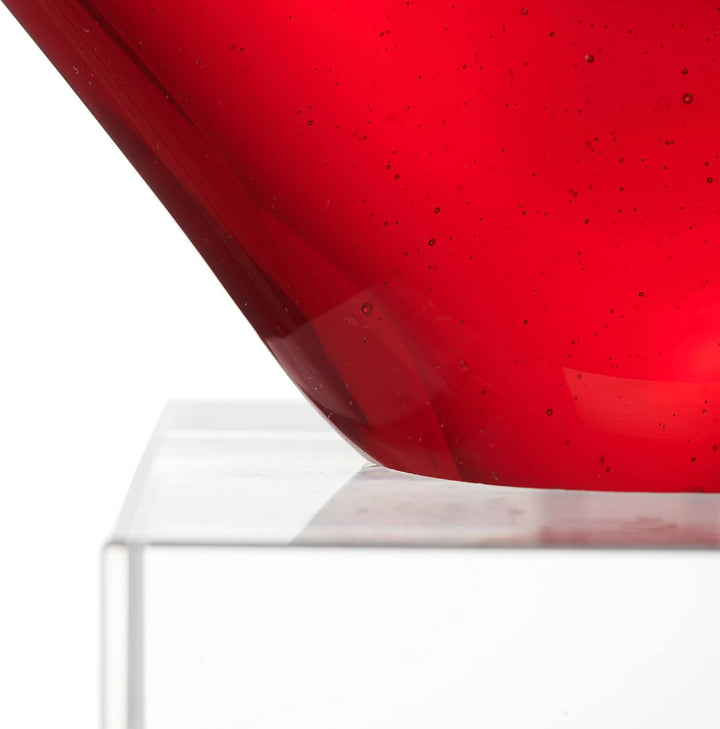 Leonardo Heart Skulptur in Herzform, rotes Herz auf Sockel, handgefertigtes Deko Farbglas, 24 x 21 x