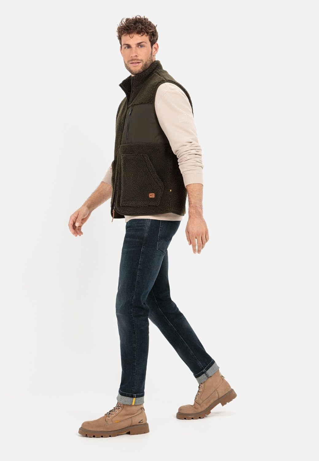 camel active Herren Strickjacke XL Dark Khaki, XL Dark Khaki
