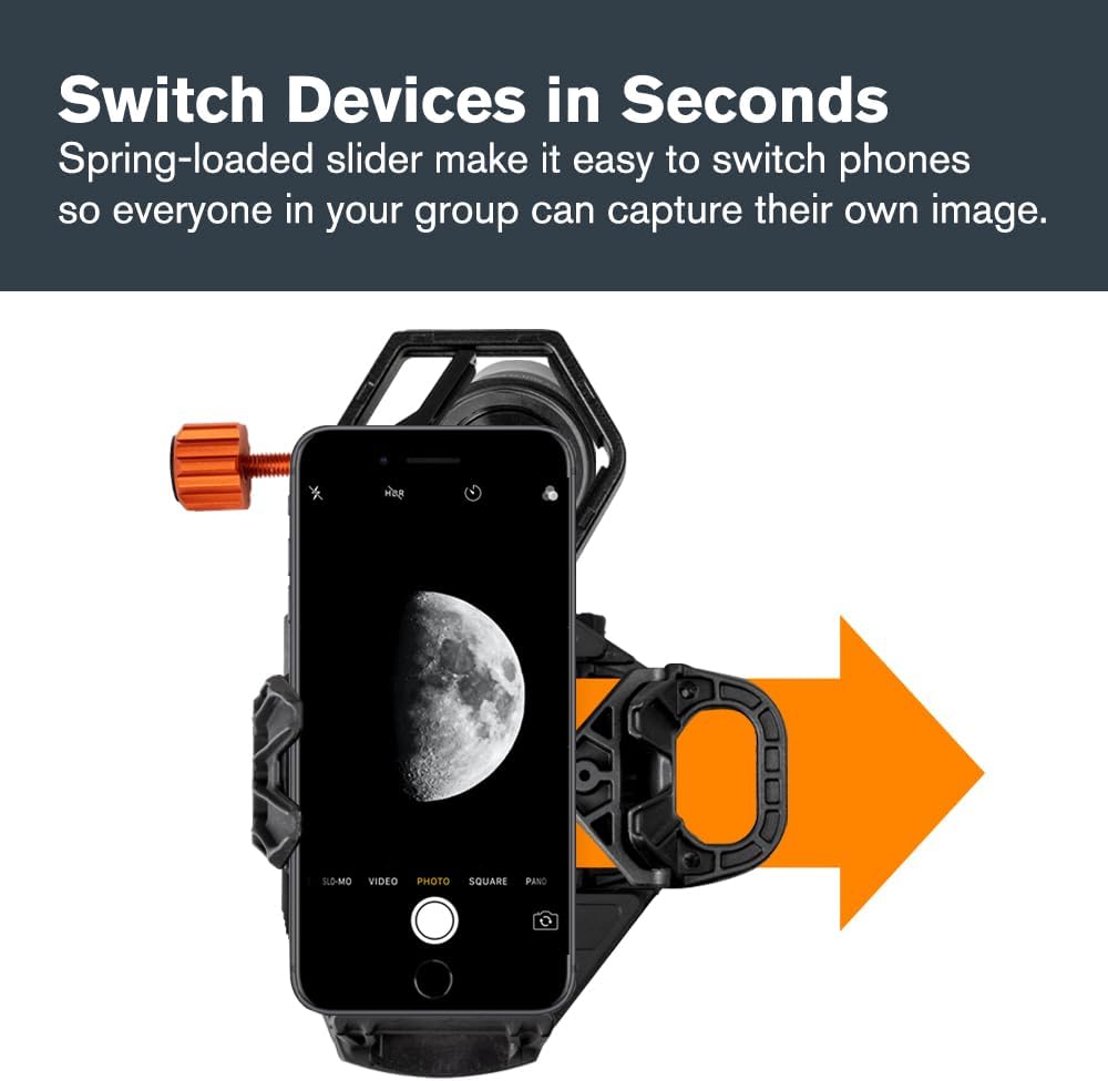 Celestron 81038 NexGo DX Universelles Smartphone Adapter-Set für Digiscoping und Astroimaging mit Bl