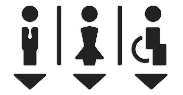 3DP Signs - Geprägt Toilette Design türschild SA113 Schwarz wc schilder selbstklebend - Moderne Dame