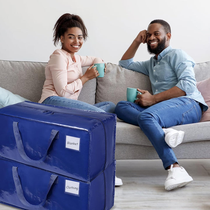 Dokeno 6 Stück 92L Aufbewahrungstasche, Grosse Umzugstaschen mit Rucksackgurten, Wasserdicht Aufbewa