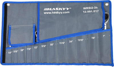 HASKYY 12tlg-Gewinkelt-Zoll-Ratschenschlüssel-Satz-Set I 1/4"-1" I Imperial Harley zöllisch Maul-Gab