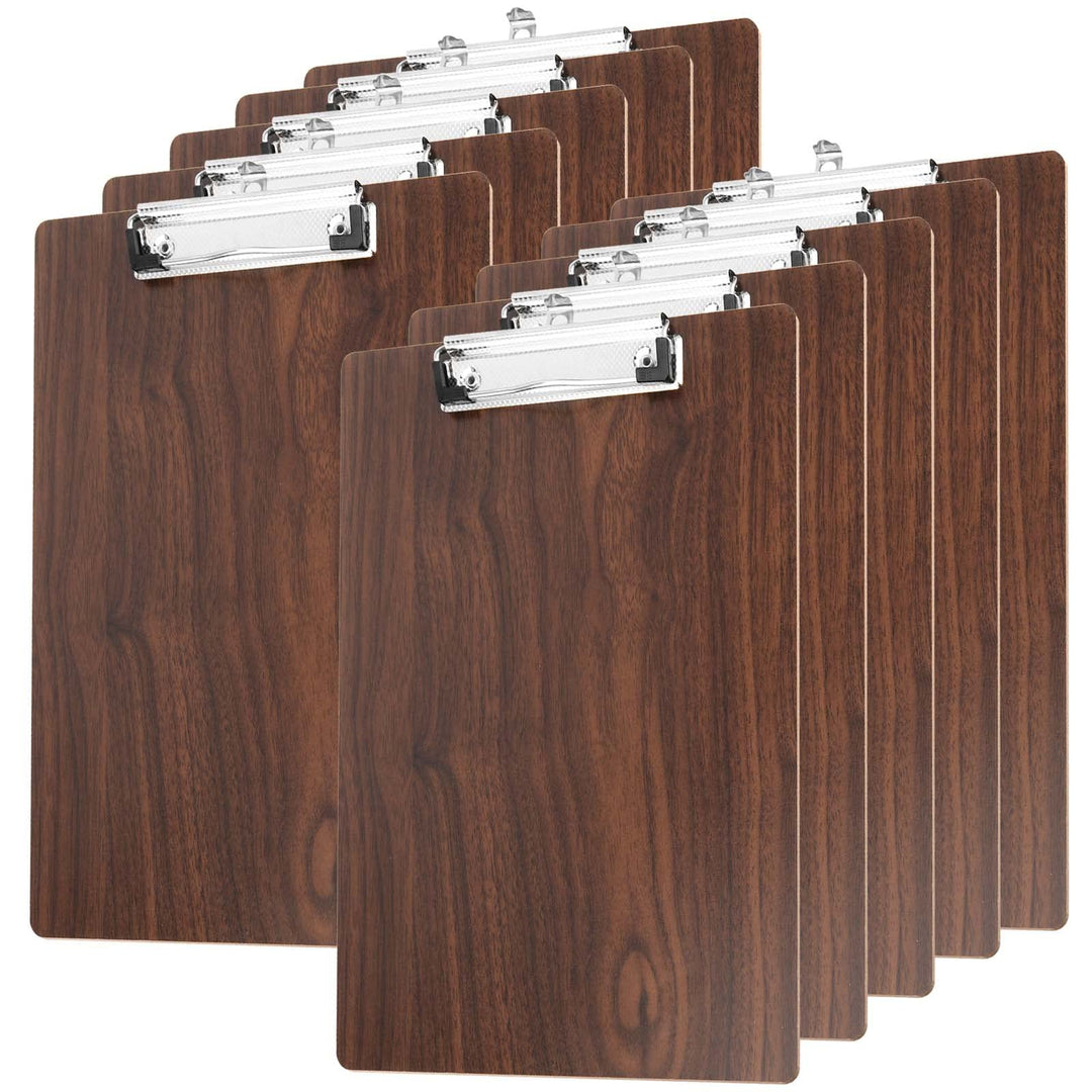 SEUNMUK 10 Stück A4 Holz Klemmbrett, Hartfaser-Klemmbrett mit Loch und Metallcliphalter