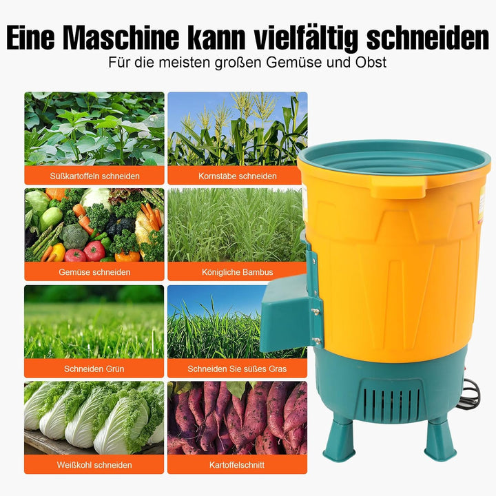 LALABU Gewerblicher Futterhäcksler, 550W 30L Gemüsehäcksler mit 400 kg/h Stündliche Schneidkapazität
