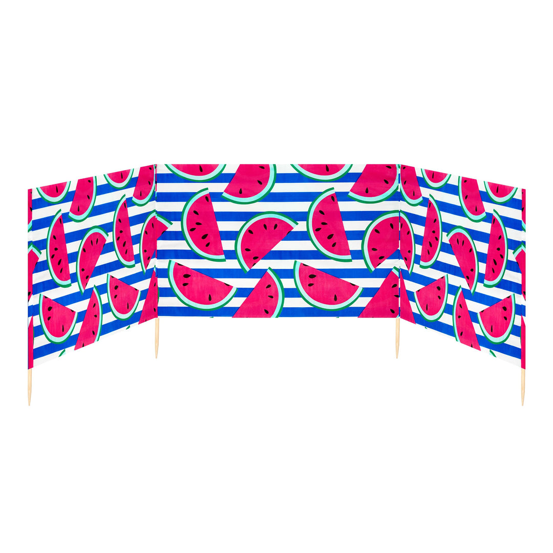 Ladeheid Windschutz Strand Sichtschutz mit Holzstab praktisches Strand Zubehör LAEX001 4 m Wassermel
