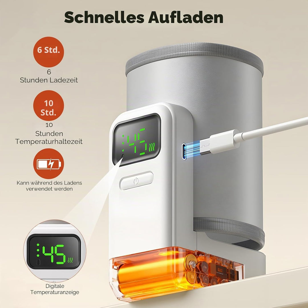 FlaschenwäRmer Baby Unterwegs,Tragbarer FlaschenwäRmer Baby Mit Lcd-Display,Mobiler FlaschenwäRmer B