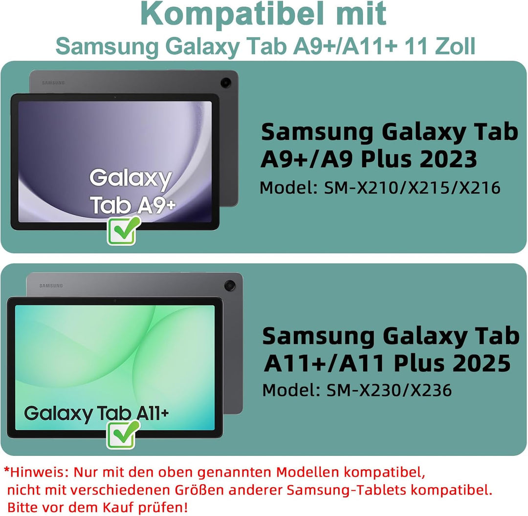 Bettdow für Samsung Galaxy Tab A9+/A9 Plus 2023 Tastatur Hülle, Deutsch QWERTZ Layout Abnehmbarer Be