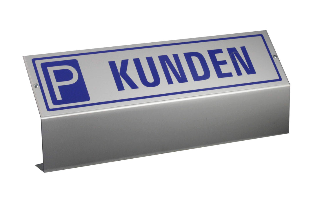Parkplatzschild - Kunden | Schild mit Bodenhalter aus Aluminium 2-teilig komplett montiert | Ofform