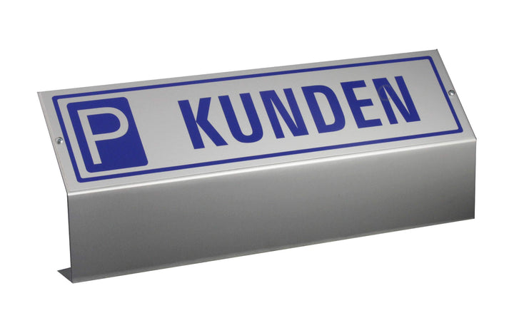 Parkplatzschild - Kunden | Schild mit Bodenhalter aus Aluminium 2-teilig komplett montiert | Ofform