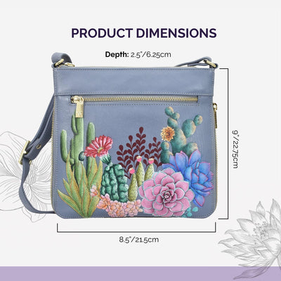 Anuschka Damen Medium Crossbody Octr Erweiterbare Umhängetasche, echtes Leder Desert Garden, Desert