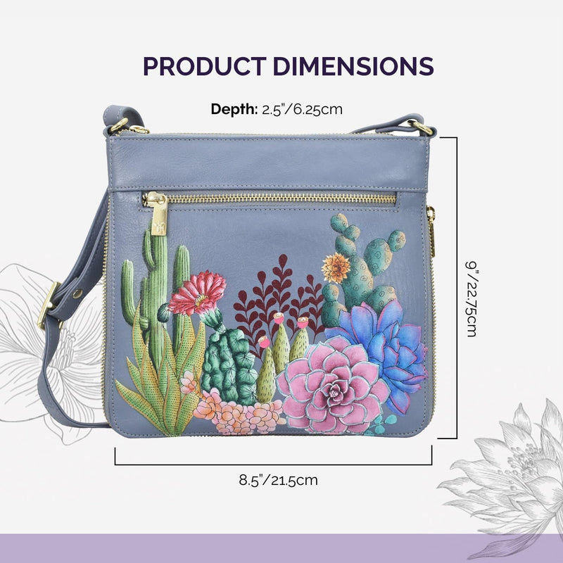 Anuschka Damen Medium Crossbody Octr Erweiterbare Umhängetasche, echtes Leder Desert Garden, Desert