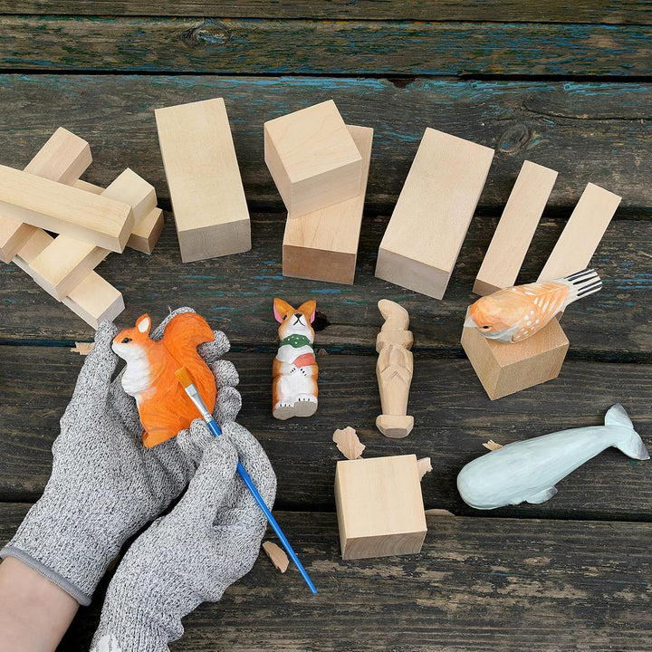 15 Stück Natürlich Lindenholz Holzblock -Handgeschnitztes Holz zum Schnitzen Drechselholz - DIY Hand