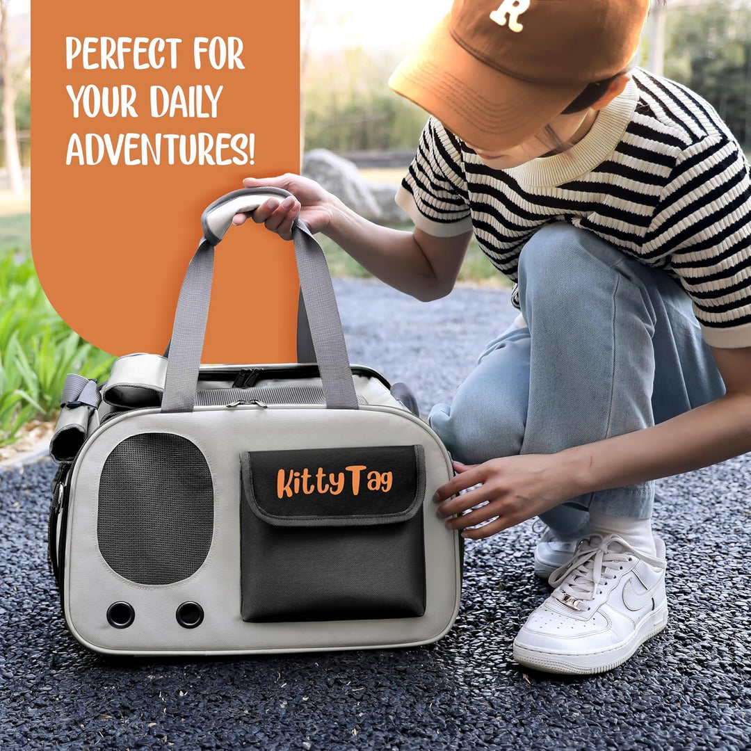 Tragetasche für Haustiere, Welpen, kleine Hunde, Katzentragetasche, wasserdicht, Premium-PU-Leder, T