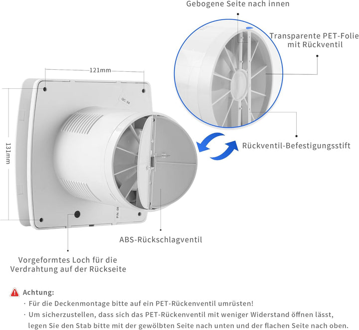 Nova100 100mm Smart WiFi Badlüfter mit Luftfeuchtigkeitssensor, Bewegungsensor und Nachlaufzeit zur