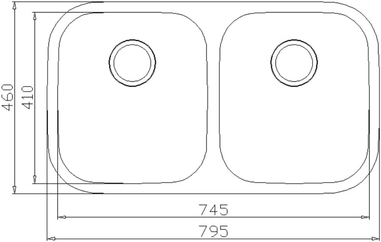 Omeere 79,5x46 2Becken Einbauspüle Edelstahl 304 Materialdicke 1,0 mm Spülbecken Spüle Küchenspüle e
