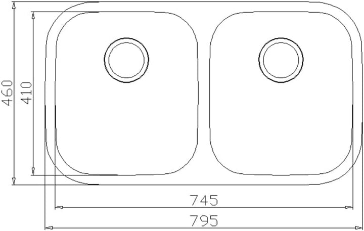 Omeere 79,5x46 2Becken Einbauspüle Edelstahl 304 Materialdicke 1,0 mm Spülbecken Spüle Küchenspüle e