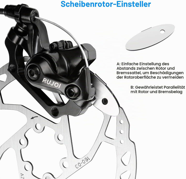 RUJOI Fahrrad-Scheibenbremsen-Kit, Aluminium-Vorder- und Hinterrad-Bremssattel, 160-mm-Rotor, werkze