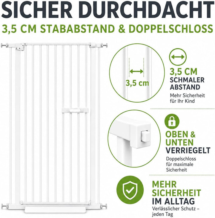 Türgitter 150cm ausziehbar mit Einhandgriff und Selbstschluss Höhe:150 Cm/76-85 Cm Breite, Höhe:150