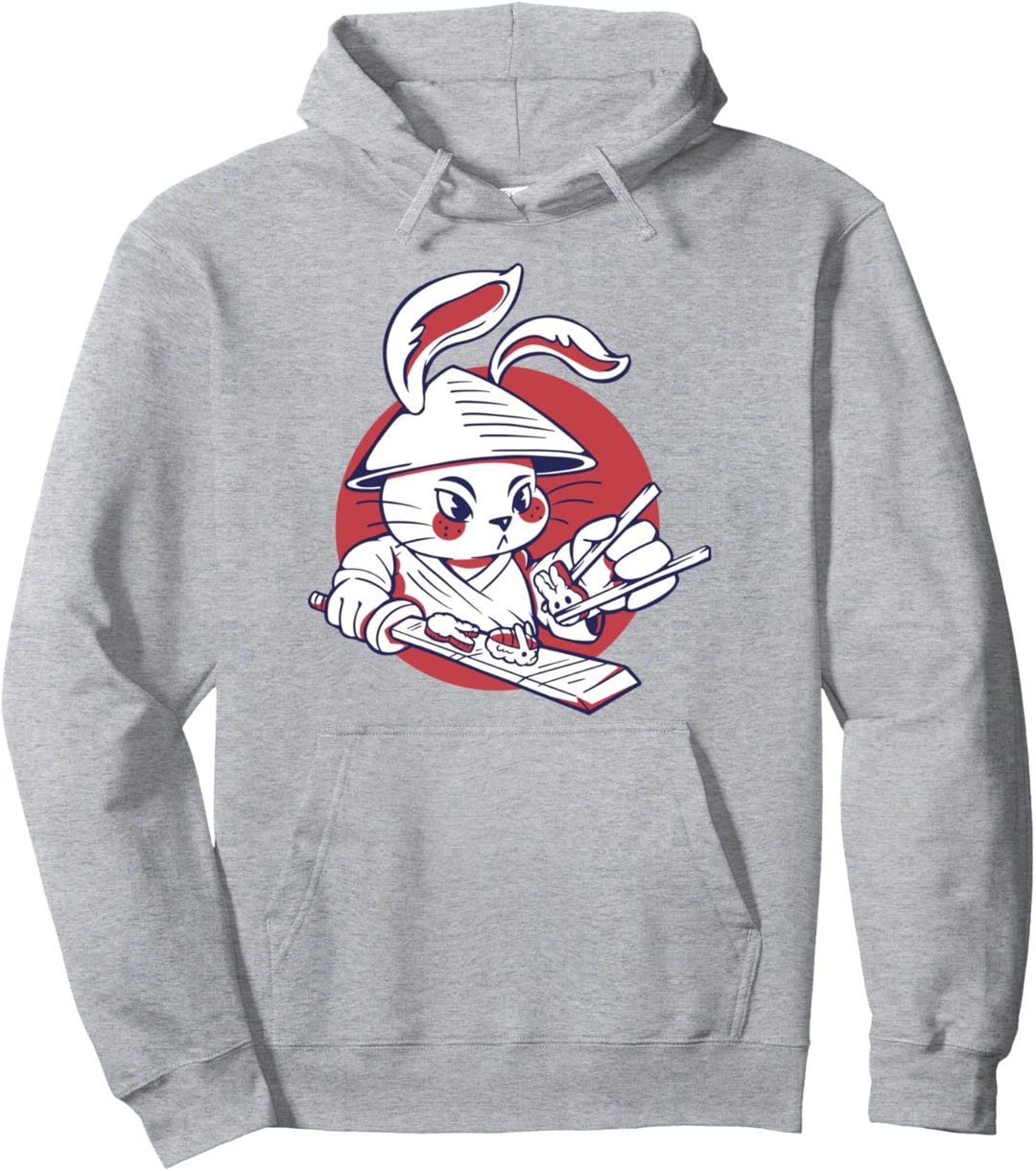 Samurai Kaninchen Making Sushi Japanisch Pullover Hoodie