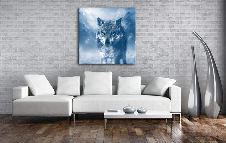deyoli Stolzer Wolf Format: 60x60 als Leinwand, Motiv fertig gerahmt auf Echtholzrahmen, Hochwertige
