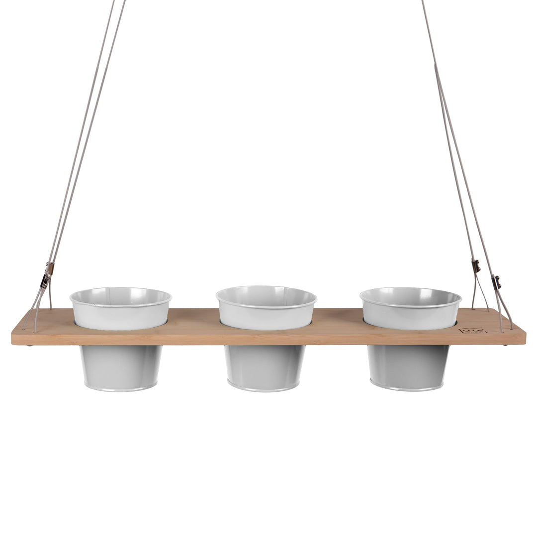 UNUS Kräuterbar Weiss Bambus 60 x 16 cm Kräuterregal zum Aufhängen mit Drahtseil, Kräuterhalter für