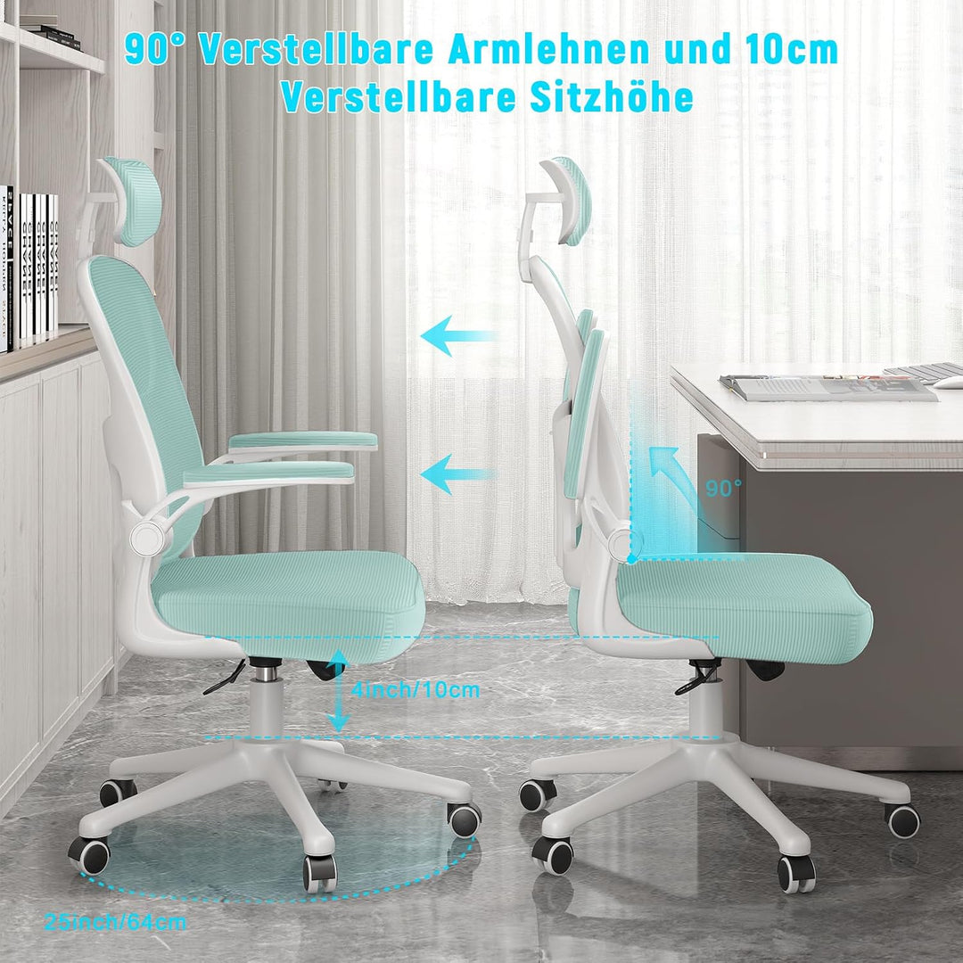 naspaluro Bürostuhl mit Atmungsaktiver Netzbespannung, Ergonomischer Schreibtischstuhl mit Verstellb