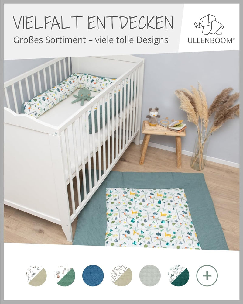 ULLENBOOM Baby Krabbeldecke 100x100 cm gepolstert - Salbeigrün-Regenwald (Made in EU) - Krabbeldecke